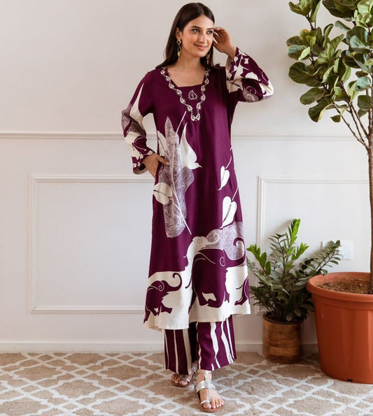 Mulberry Printed Cotton Kurta Pant Set