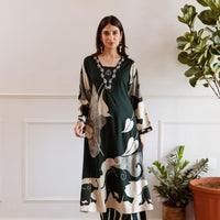 Printed Beads and Stones A Line Kurta With Palazzos