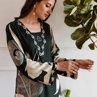 Printed Beads and Stones A Line Kurta With Palazzos