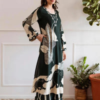 Printed Beads and Stones A Line Kurta With Palazzos