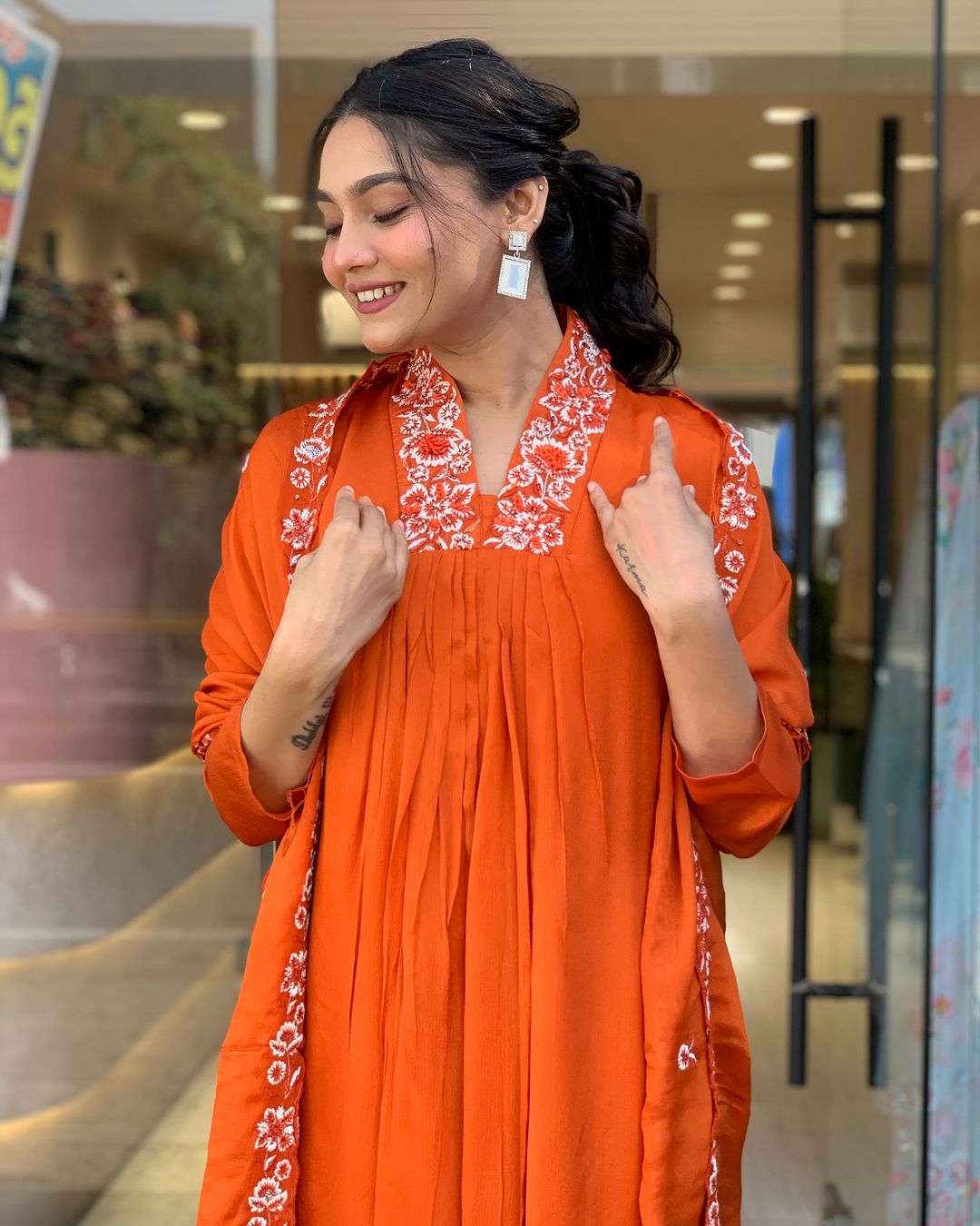 Orange kurti set