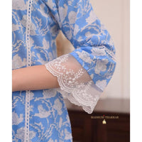 BLUE FLORAL KURTI SET