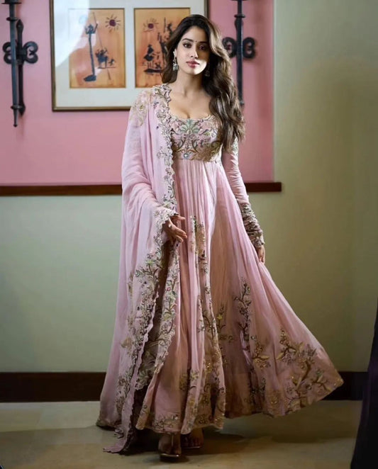 Embroidered Gown With Dupatta With pant