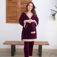 Burgundy Velvet Suit Set